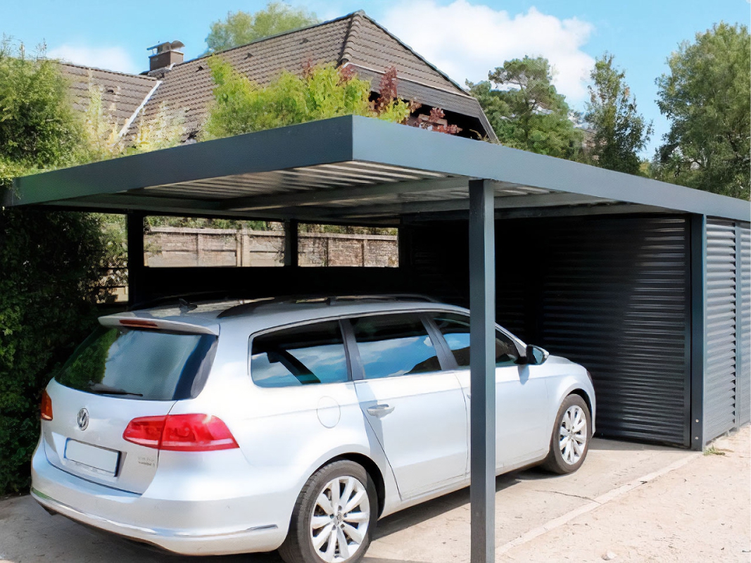 Двускатный навес с поликарбонатом для автомобиля